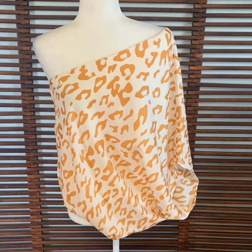 Impressions Leopard Print One-Shoulder Top